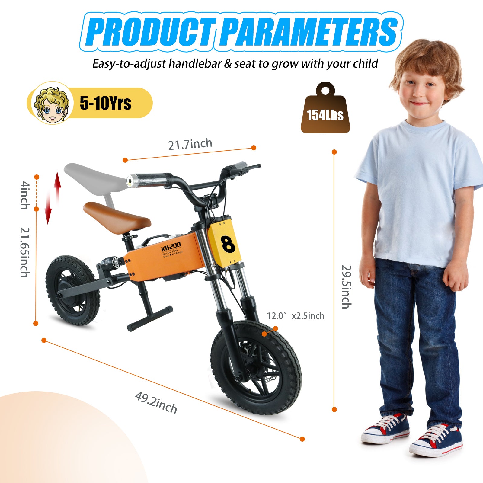 Children's outdoor off road electric bicycle orange-aluminium alloy-aluminium alloy