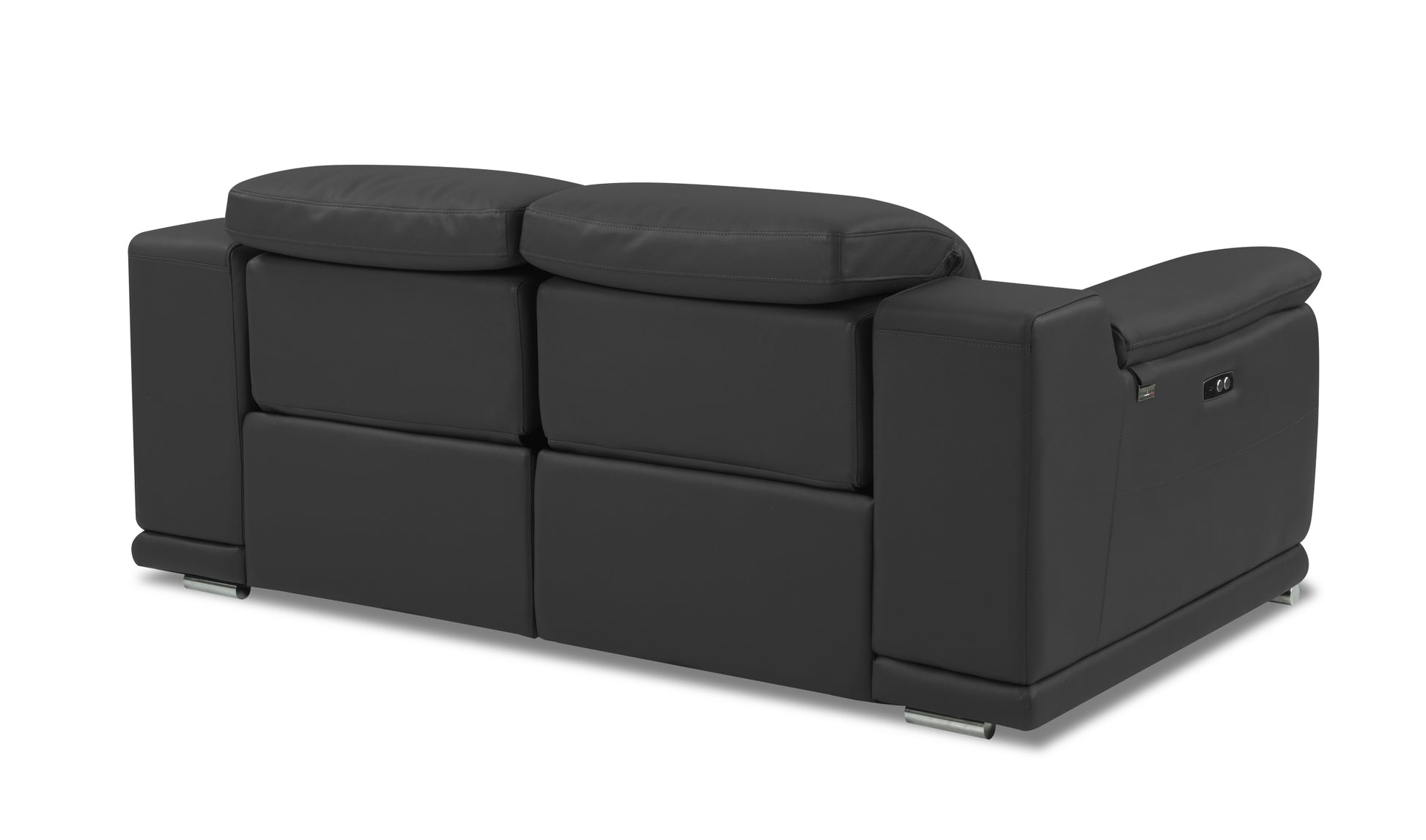 Genuine Italian Leather Power Reclining dark gray-foam-leather