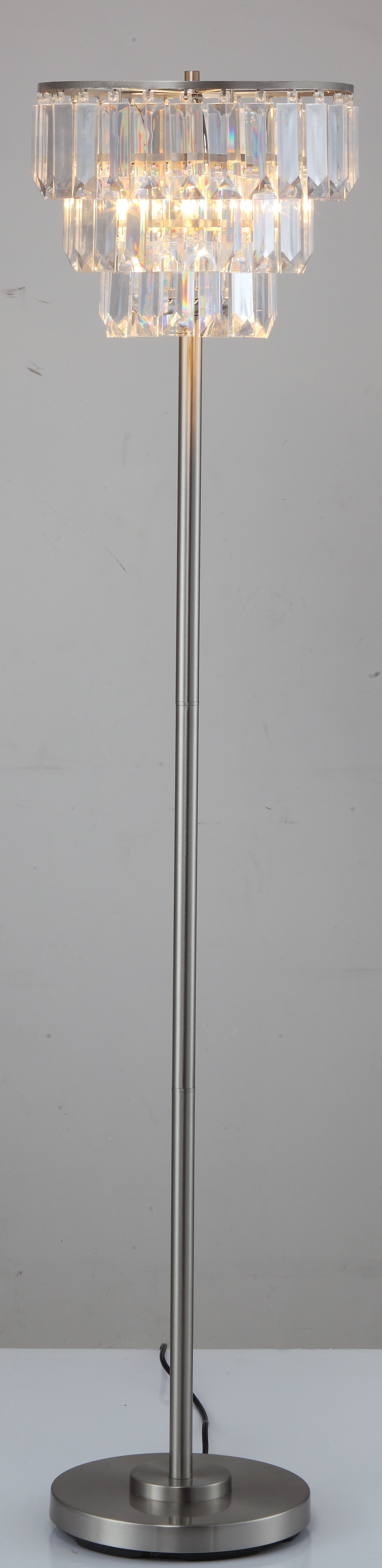 60.5"H CONTEMPORARY CRYSTAL SHADE FLOOR LAMP 1PC CTN brushed nickel-metal