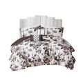 Floral Print Duvet Cover Set white+black-microfiber