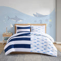 Cotton Cabana Stripe Reversible Comforter Set with navy-cotton