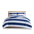 Cotton Cabana Stripe Reversible Comforter Set with navy-cotton