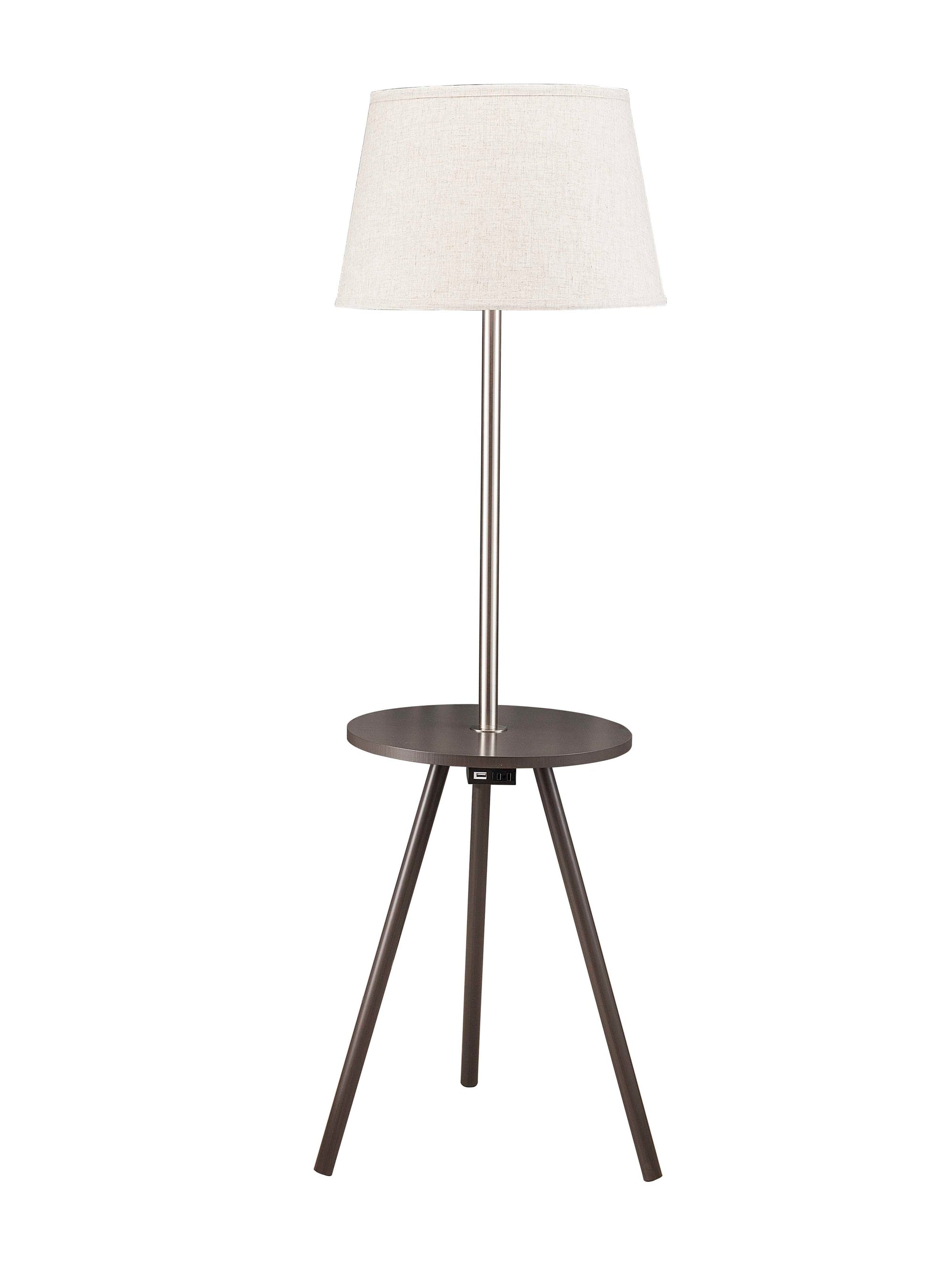 57" Round Sofa Side Table w Lamp and Power