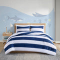 Cotton Cabana Stripe Reversible Comforter Set with navy-cotton