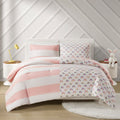 Cotton Cabana Stripe Reversible Comforter Set with pink-cotton