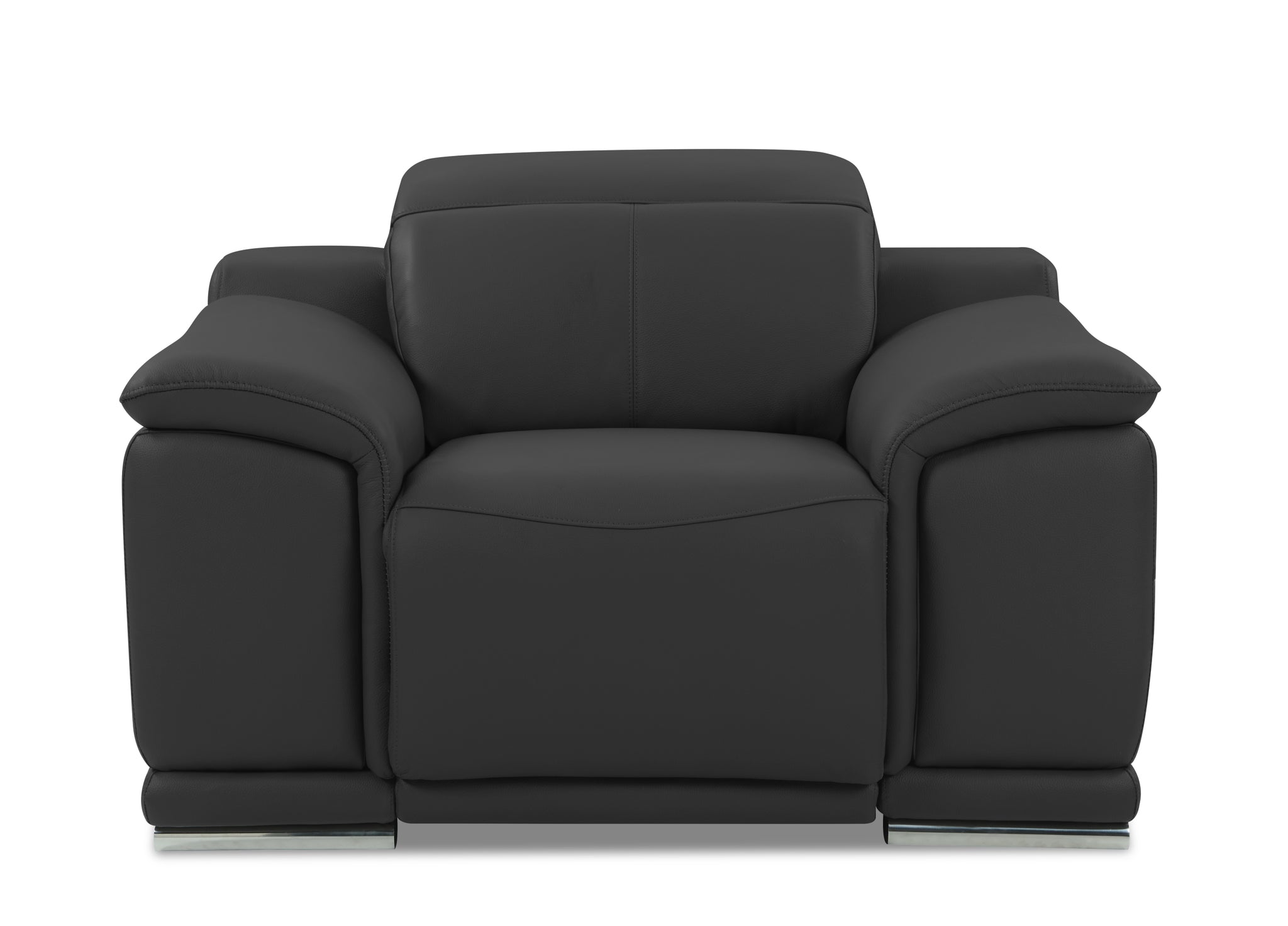 Genuine Italian Leather Power Reclining dark gray-foam-leather