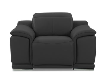 Genuine Italian Leather Power Reclining dark gray-foam-leather