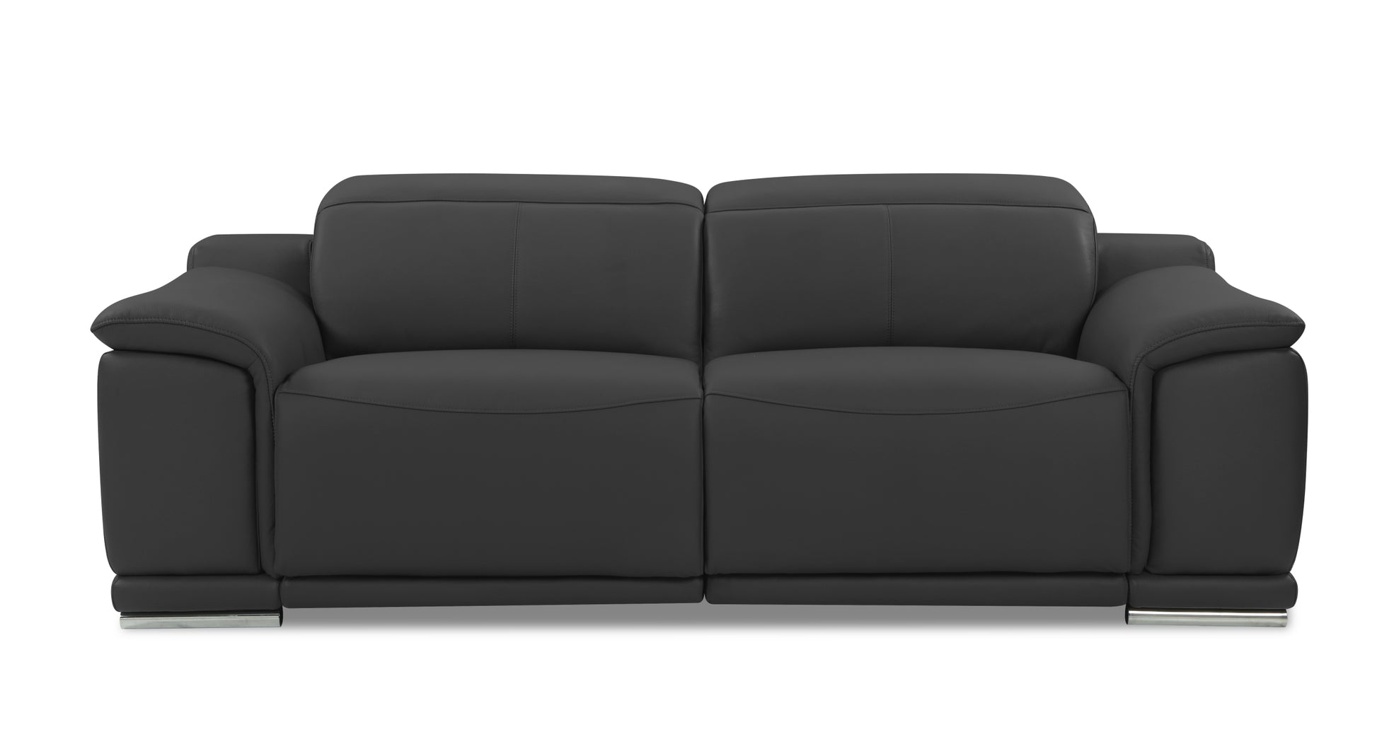 Genuine Italian Leather Power Reclining dark gray-foam-leather