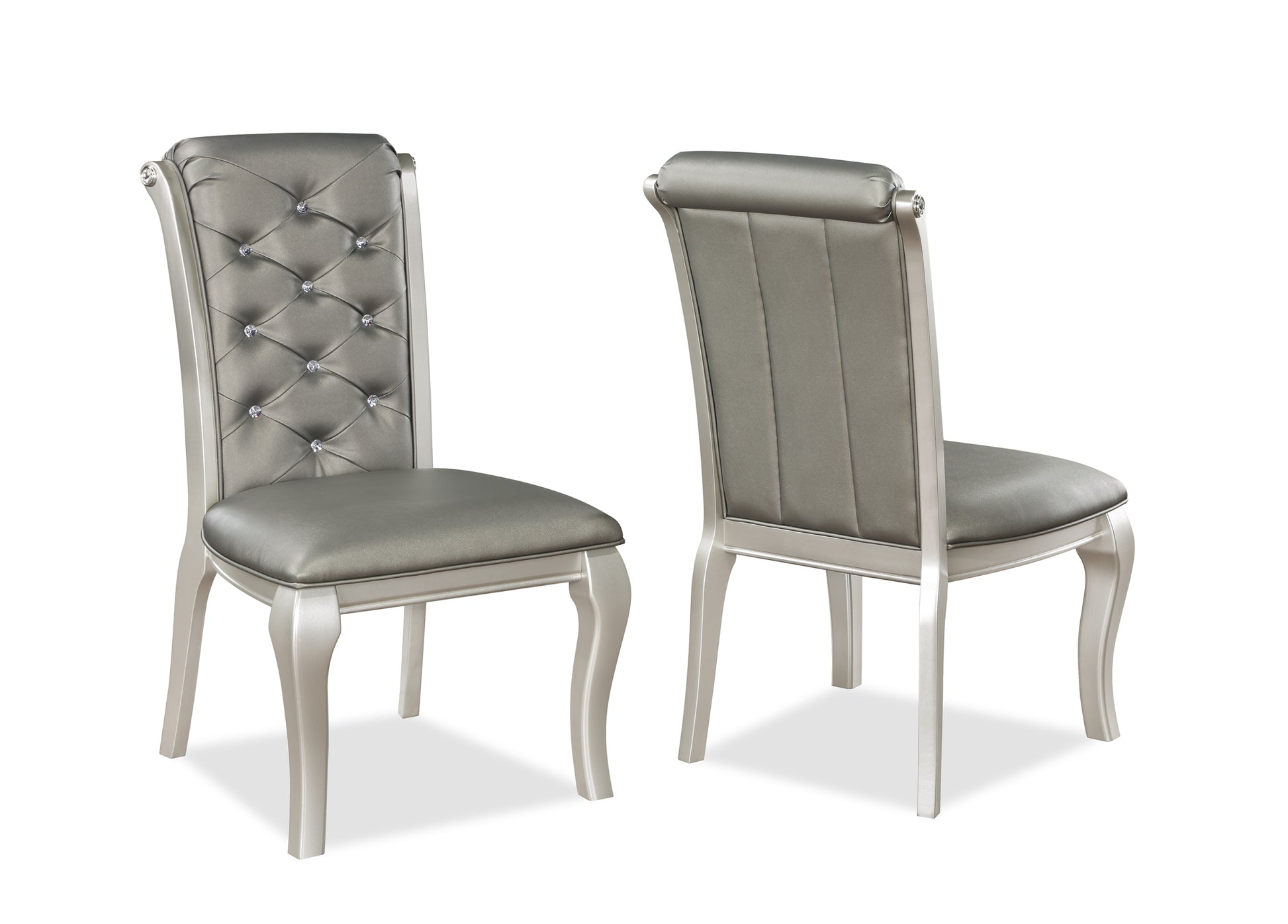 Formal Luxurious Dining Chairs Set of 2 Champagne champagne-solid wood