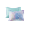 Watercolor Tie Dye Printed Duvet Cover Set with Throw aqua-polyester