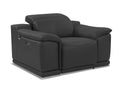 Genuine Italian Leather Power Reclining dark gray-foam-leather