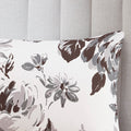 Floral Print Duvet Cover Set white+black-microfiber