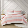 Cotton Cabana Stripe Reversible Comforter Set with pink-cotton