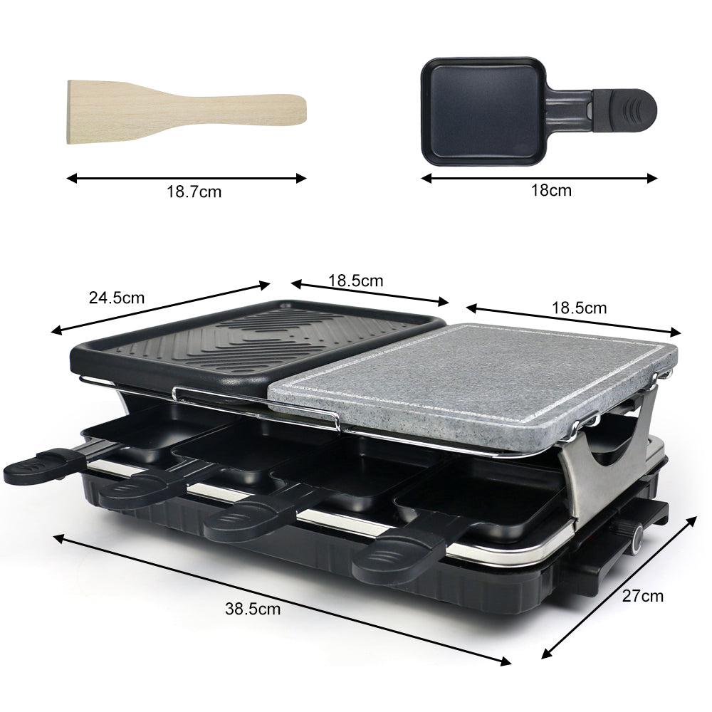 Dual Raclette Table Grill w Non Stick Grilling