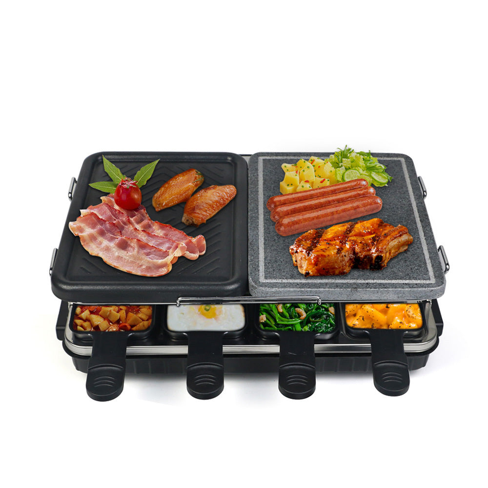 Dual Raclette Table Grill w Non Stick Grilling