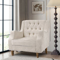 Beige Accent Chair, Living Room Chair, Footrest Chair beige-linen