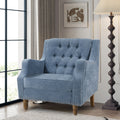 Blue Accent Chair, Living Room Chair, Footrest Chair blue-linen