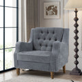 Grey Accent Chair, Living Room Chair, Footrest Chair grey-linen