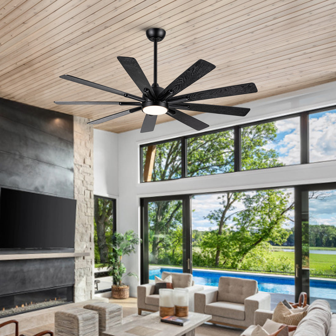 Mordern Farmhouse 62 In Black Ceiling Fan with