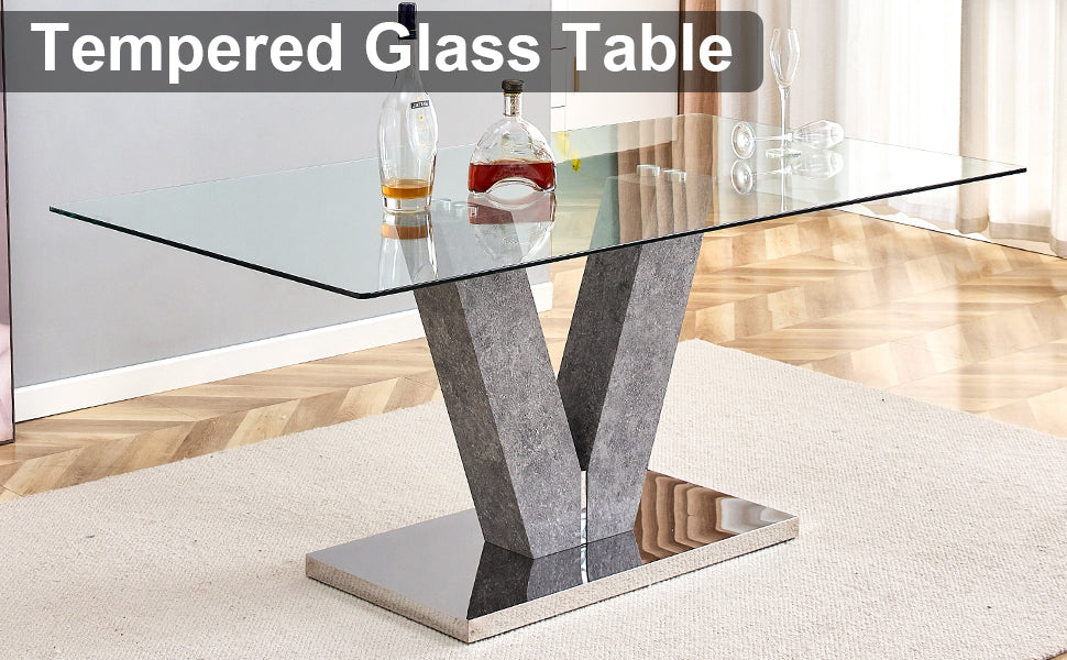 Large Modern Minimalist Rectangular Glass Dining