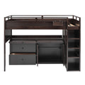 Loft Bed With Rolling Cabinet And Desk Espresso -