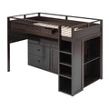 Loft Bed With Rolling Cabinet And Desk Espresso -