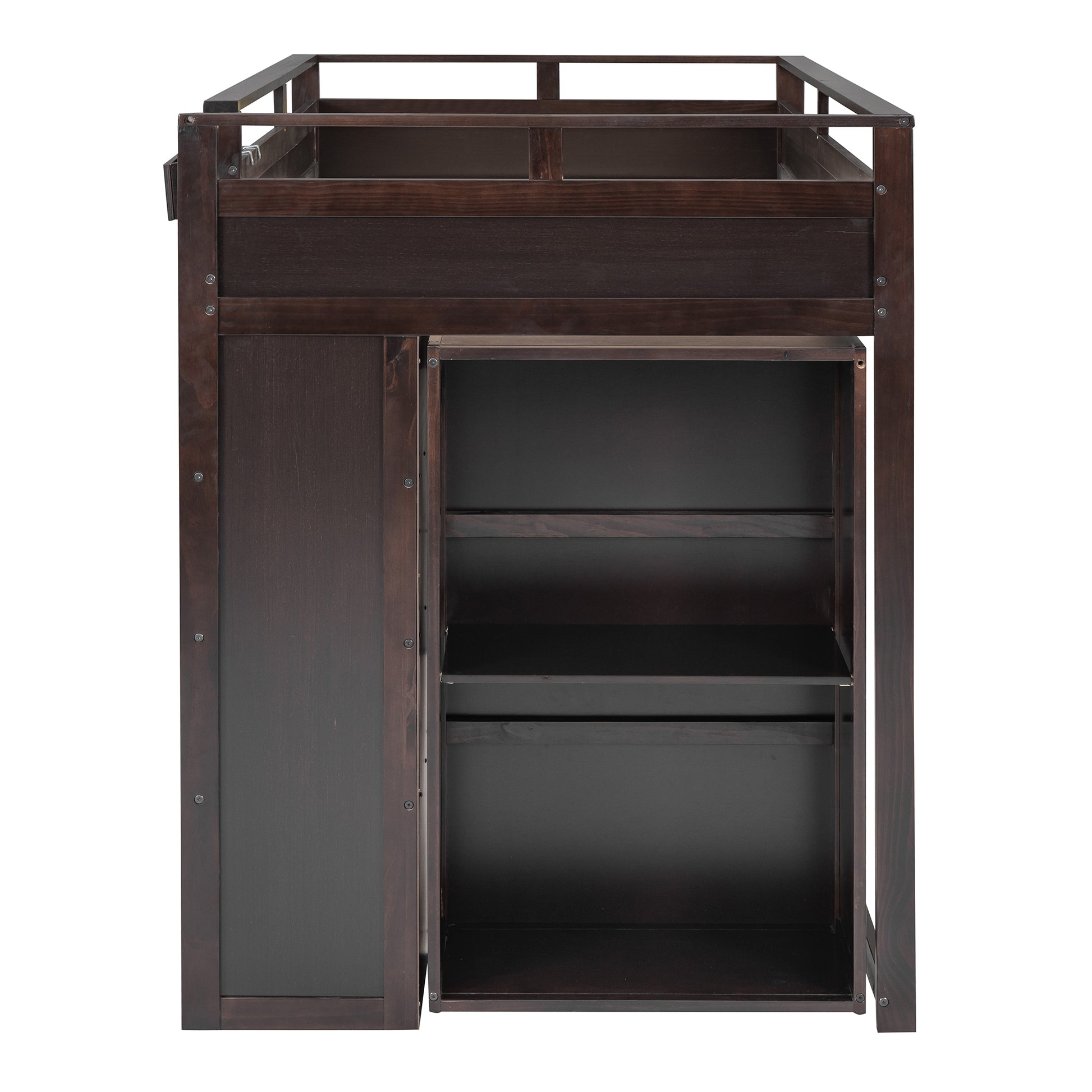 Loft Bed With Rolling Cabinet And Desk Espresso -