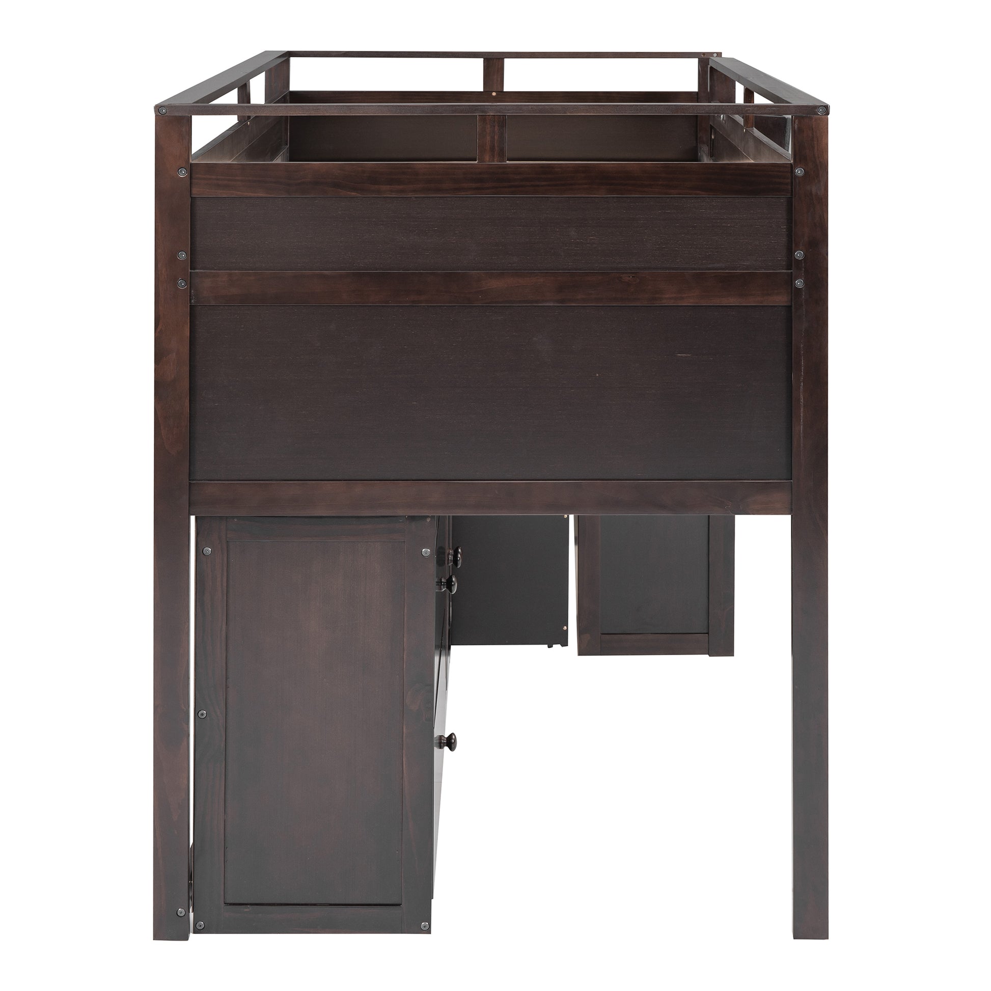 Loft Bed With Rolling Cabinet And Desk Espresso -