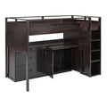 Loft Bed With Rolling Cabinet And Desk Espresso -