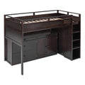 Loft Bed With Rolling Cabinet And Desk Espresso -