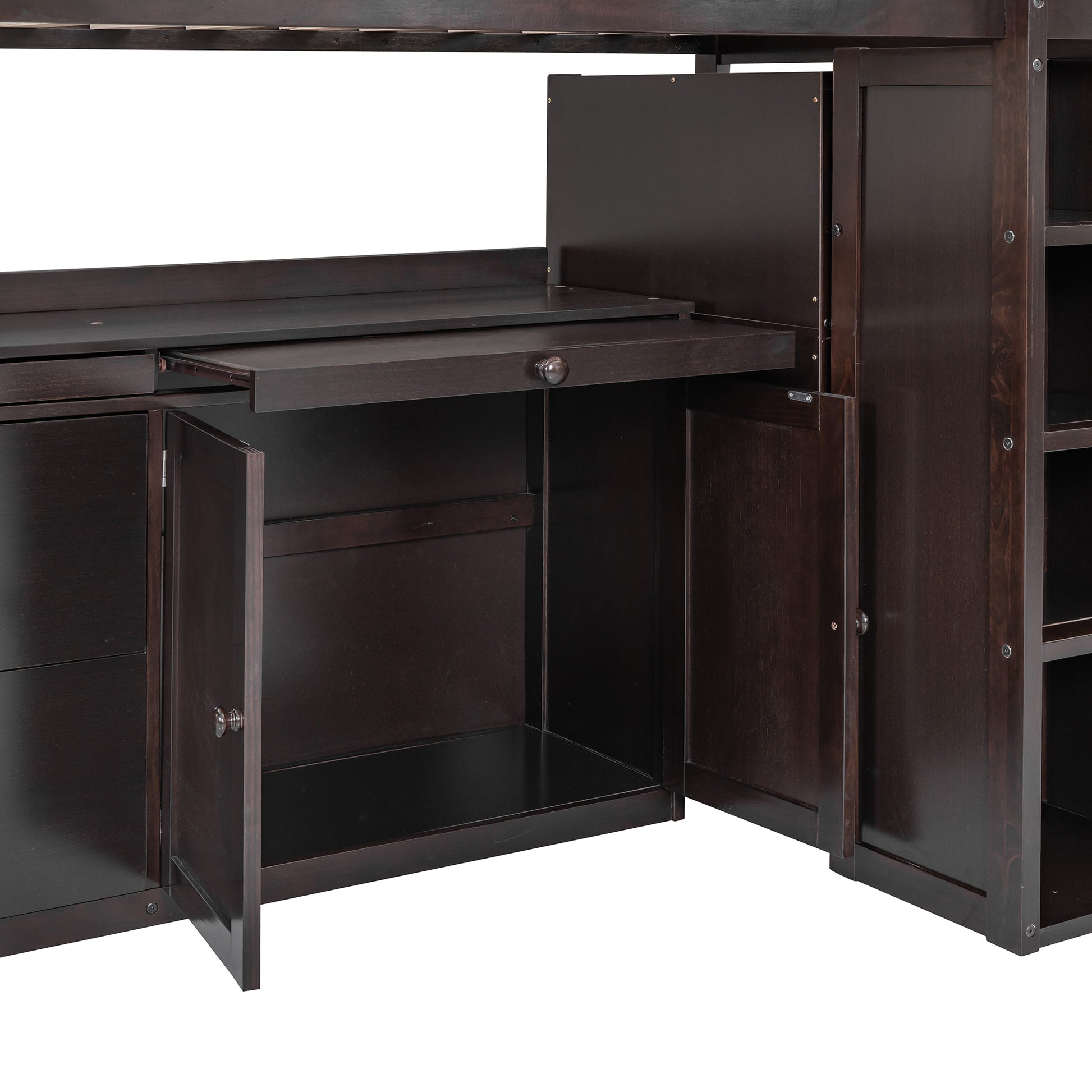 Loft Bed With Rolling Cabinet And Desk Espresso -