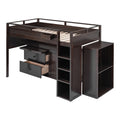 Loft Bed With Rolling Cabinet And Desk Espresso -