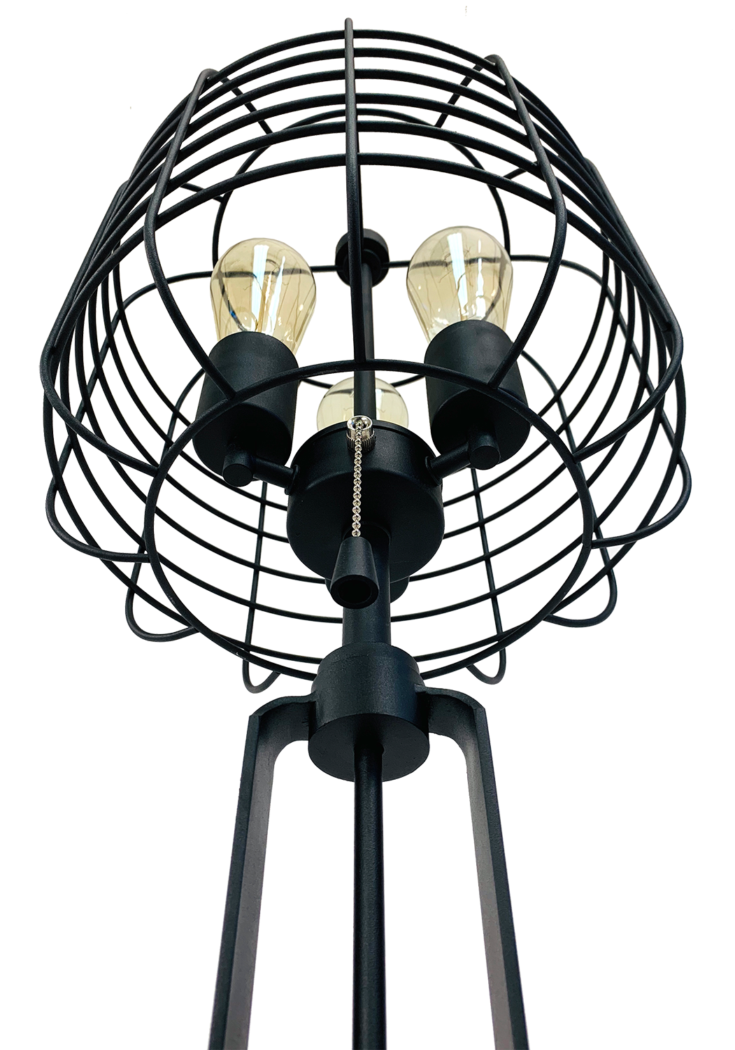 26"H BLACK INDUSTRIAL WIRE CAGE TABLE LAMP W EDISON black-metal