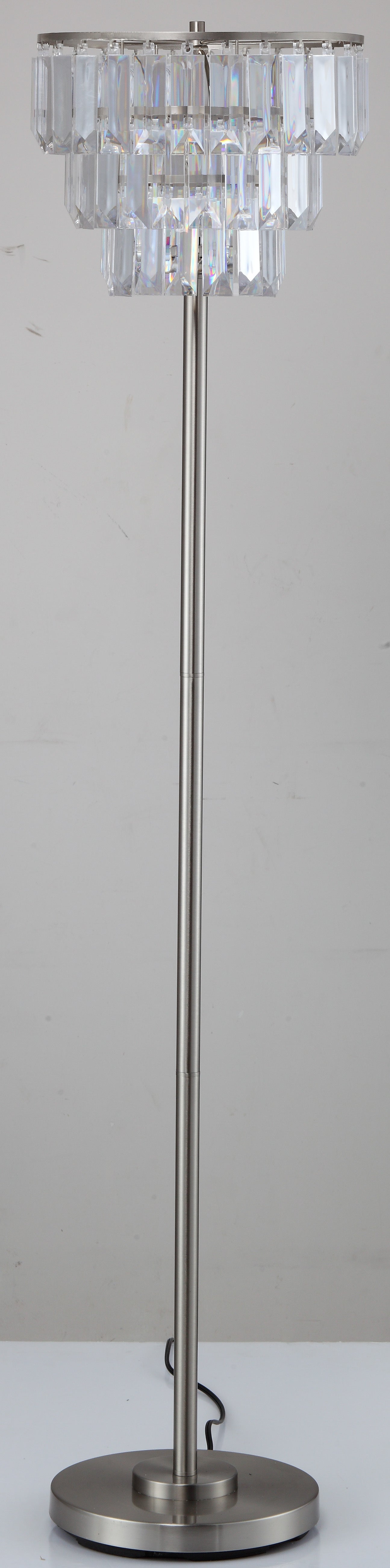 60.5"H CONTEMPORARY CRYSTAL SHADE FLOOR LAMP 1PC CTN brushed nickel-metal