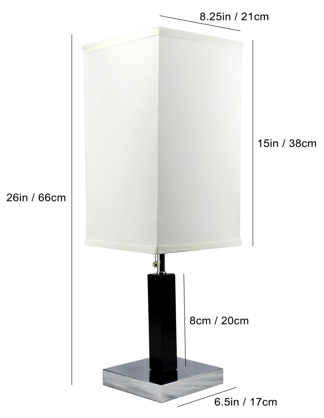 26"h Brown Square Wooden Table Lamp 1pc Ctn 0.92