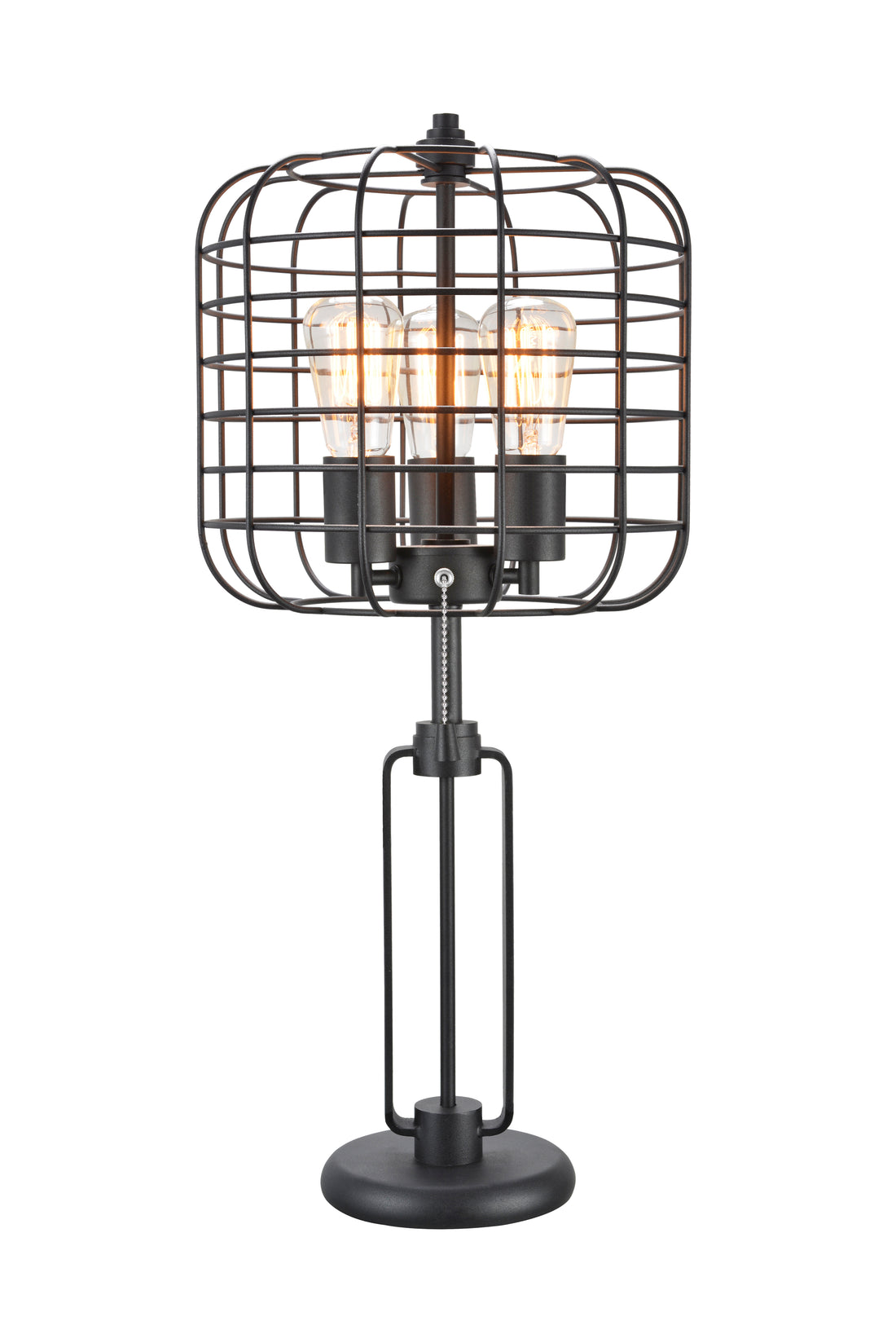 26"H BLACK INDUSTRIAL WIRE CAGE TABLE LAMP W EDISON black-metal