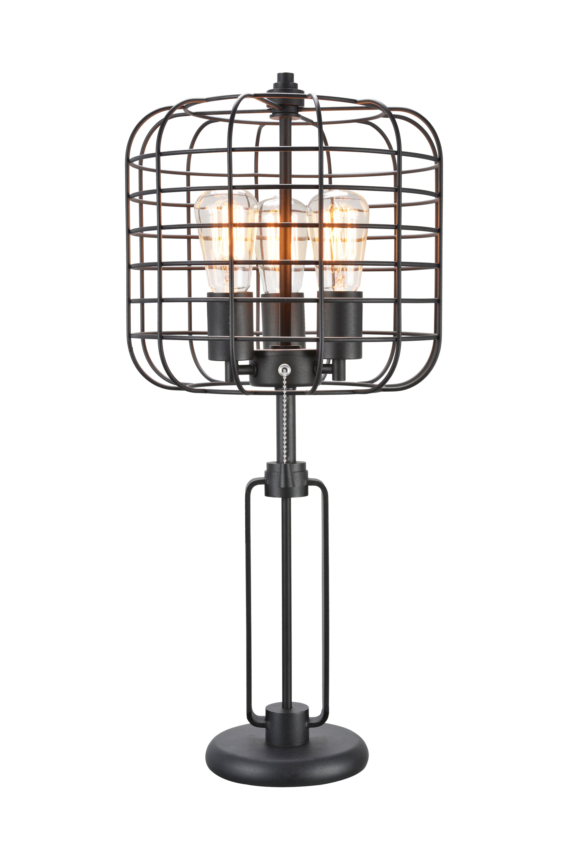 26"H BLACK INDUSTRIAL WIRE CAGE TABLE LAMP W EDISON black-metal