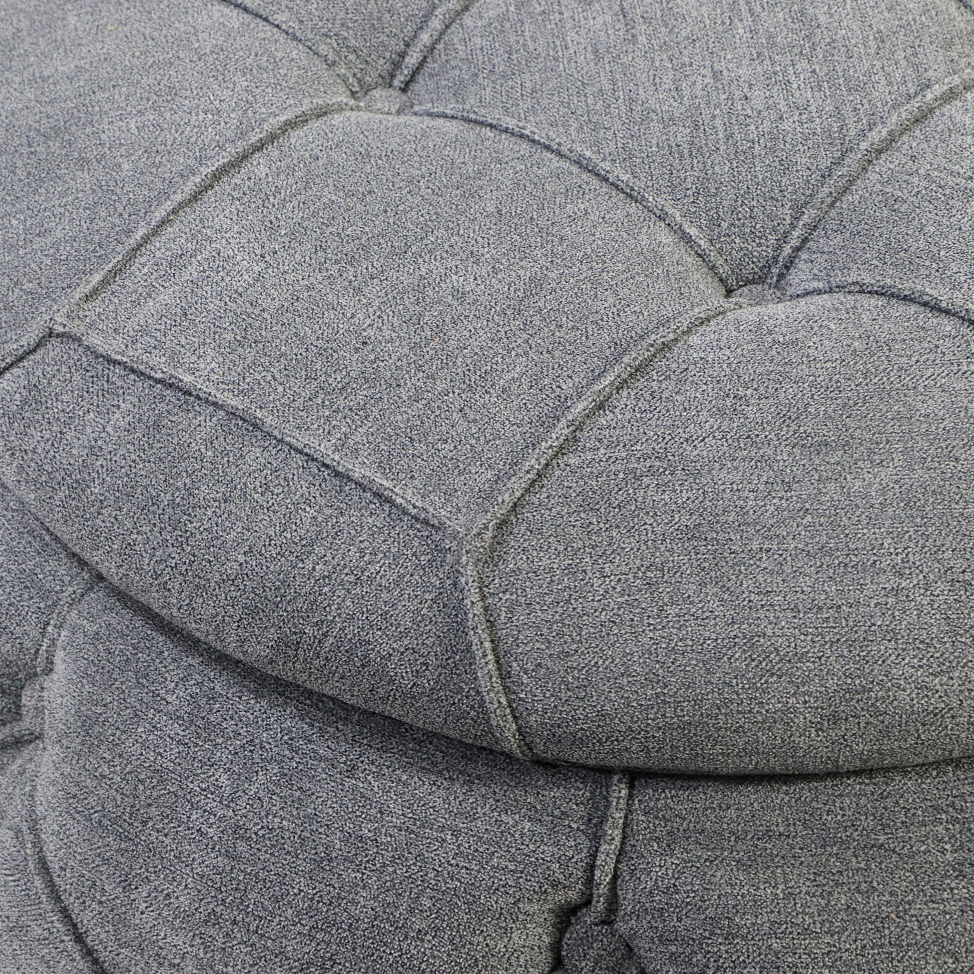 Large Button Tufted Woven Round Storage Ottoman for grey-burlap