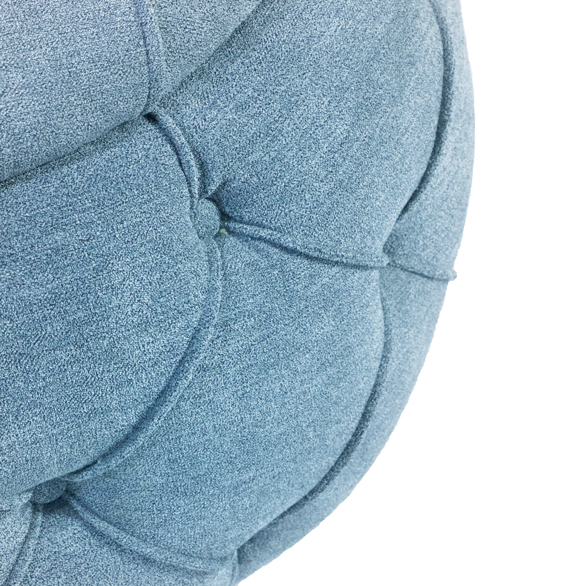 Large Button Tufted Woven Round Storage Ottoman for blue-burlap