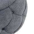 Large Button Tufted Woven Round Storage Ottoman for grey-burlap