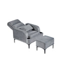 Accent Chairs with Ottoman, Velvet Fabric Armchair gray-foam-velvet