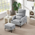 Accent Chairs with Ottoman, Velvet Fabric Armchair gray-foam-velvet