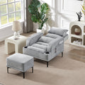 Accent Chairs with Ottoman, Velvet Fabric Armchair gray-foam-velvet