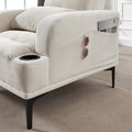 Accent Chairs with Ottoman, Velvet Fabric Armchair ivory-foam-velvet