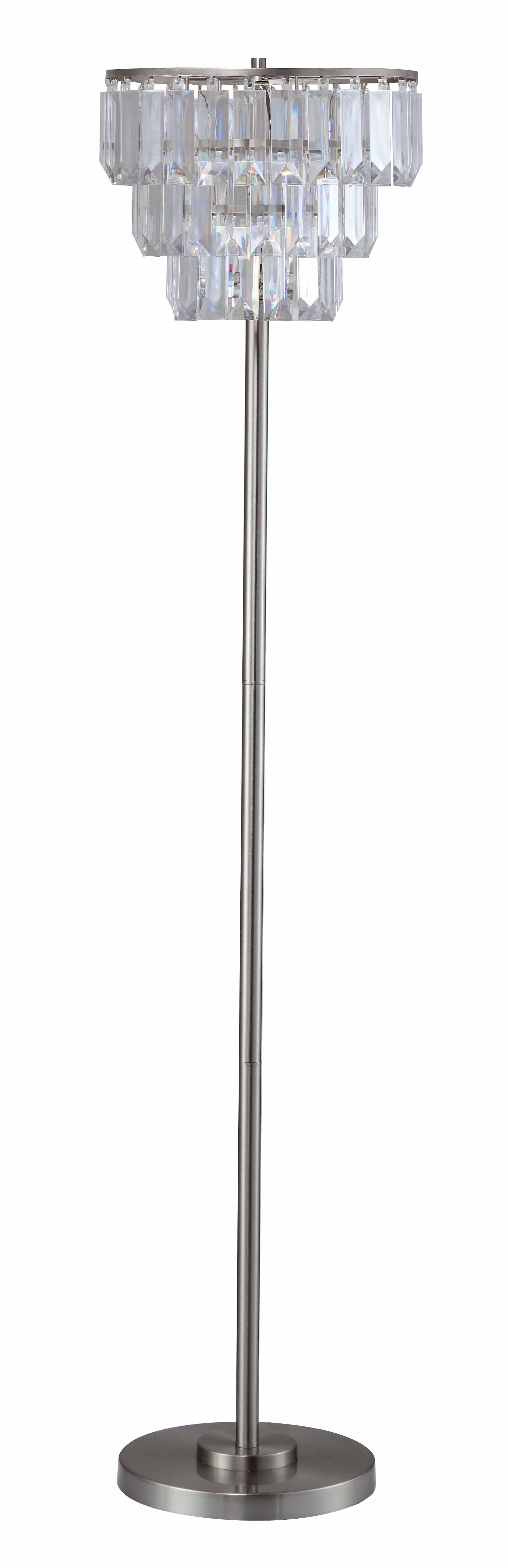 60.5"H CONTEMPORARY CRYSTAL SHADE FLOOR LAMP 1PC CTN brushed nickel-metal