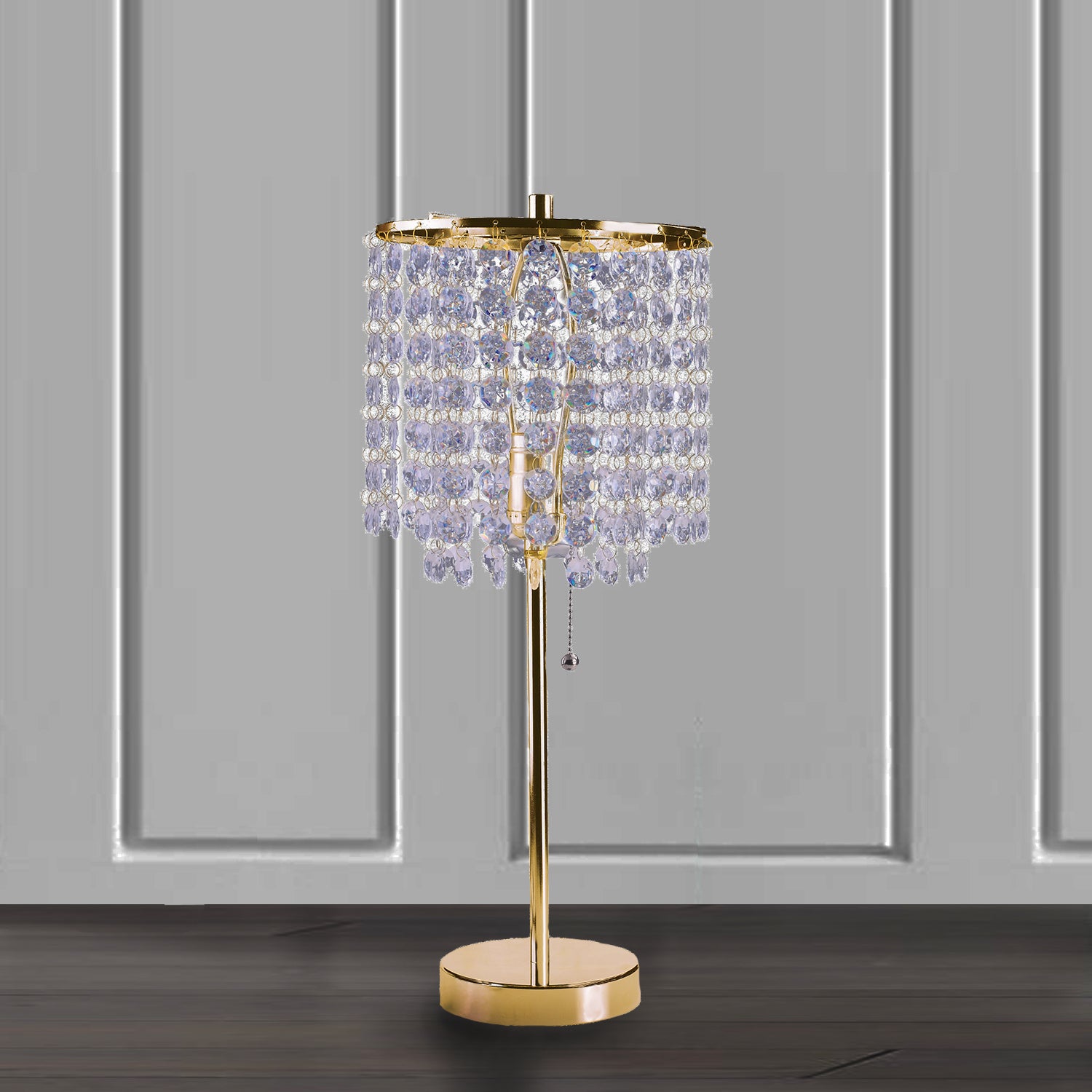 19"h Gold Crystal Inspired Pull Table Lamp 1pc