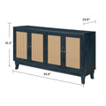 Handcrafted Premium Grain Panels,Rattan Sideboard antique navy blue-mdf