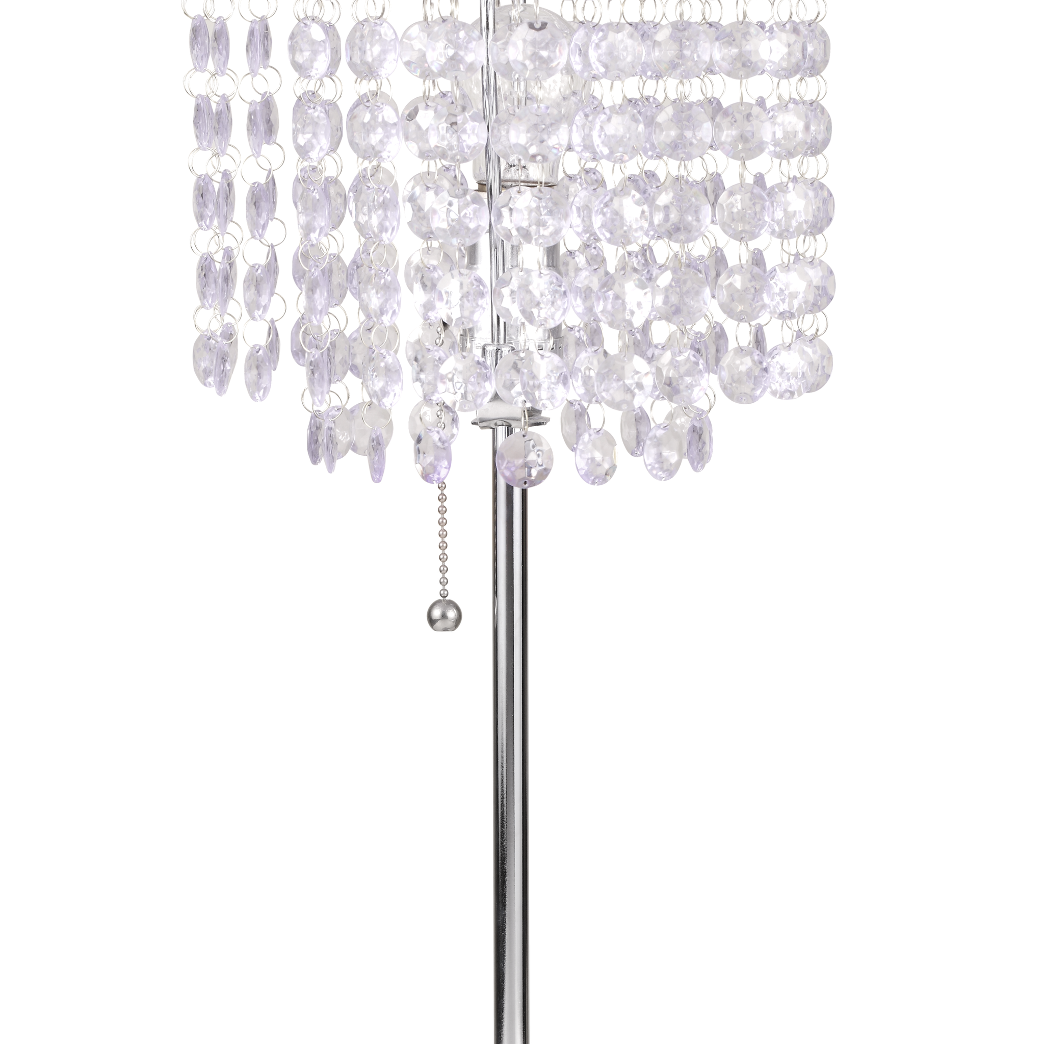 19"h Chrome Crystal Inspired Pull Table Lamp 1pc