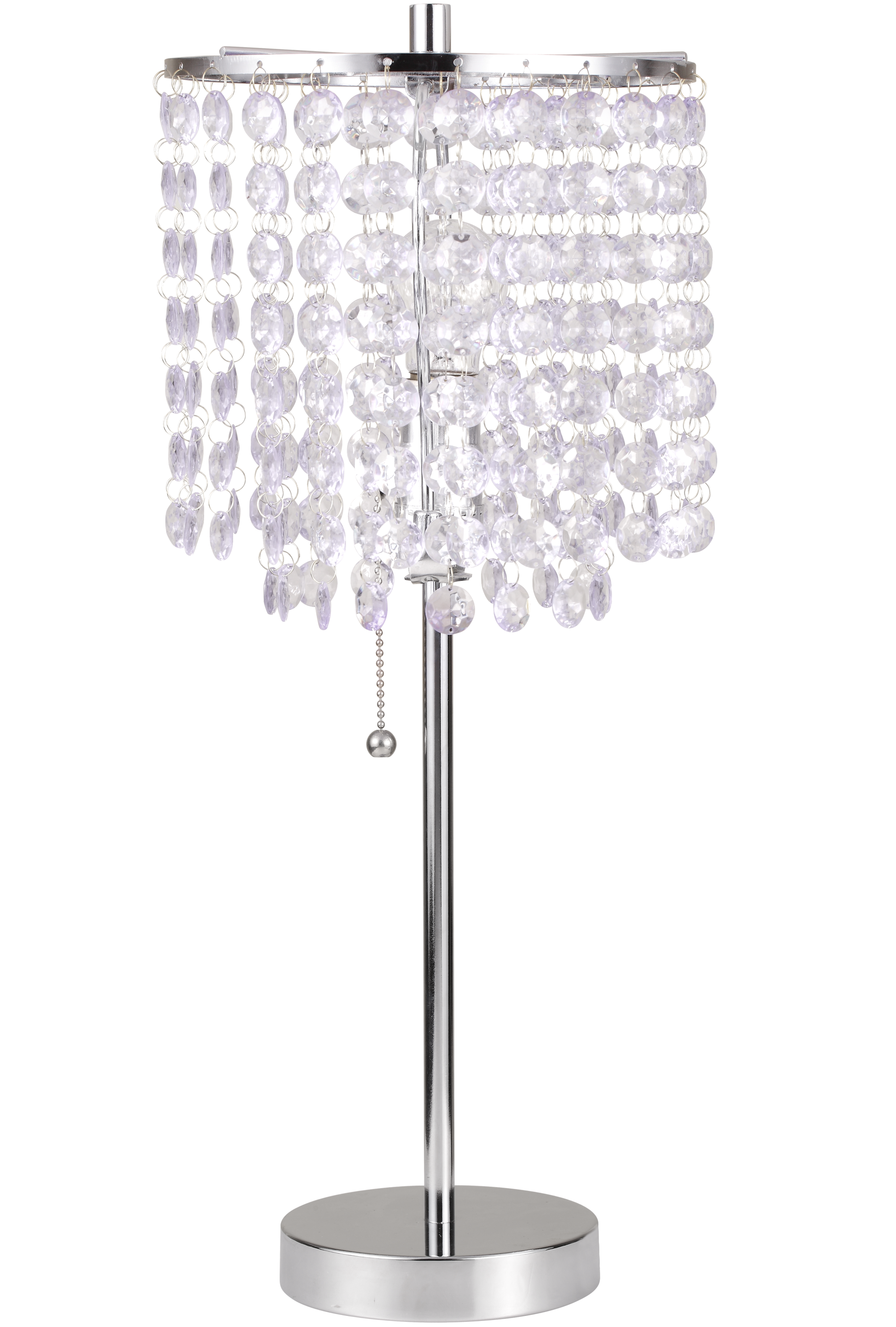 19"h Chrome Crystal Inspired Pull Table Lamp 1pc