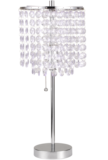 19"h Chrome Crystal Inspired Pull Table Lamp 1pc